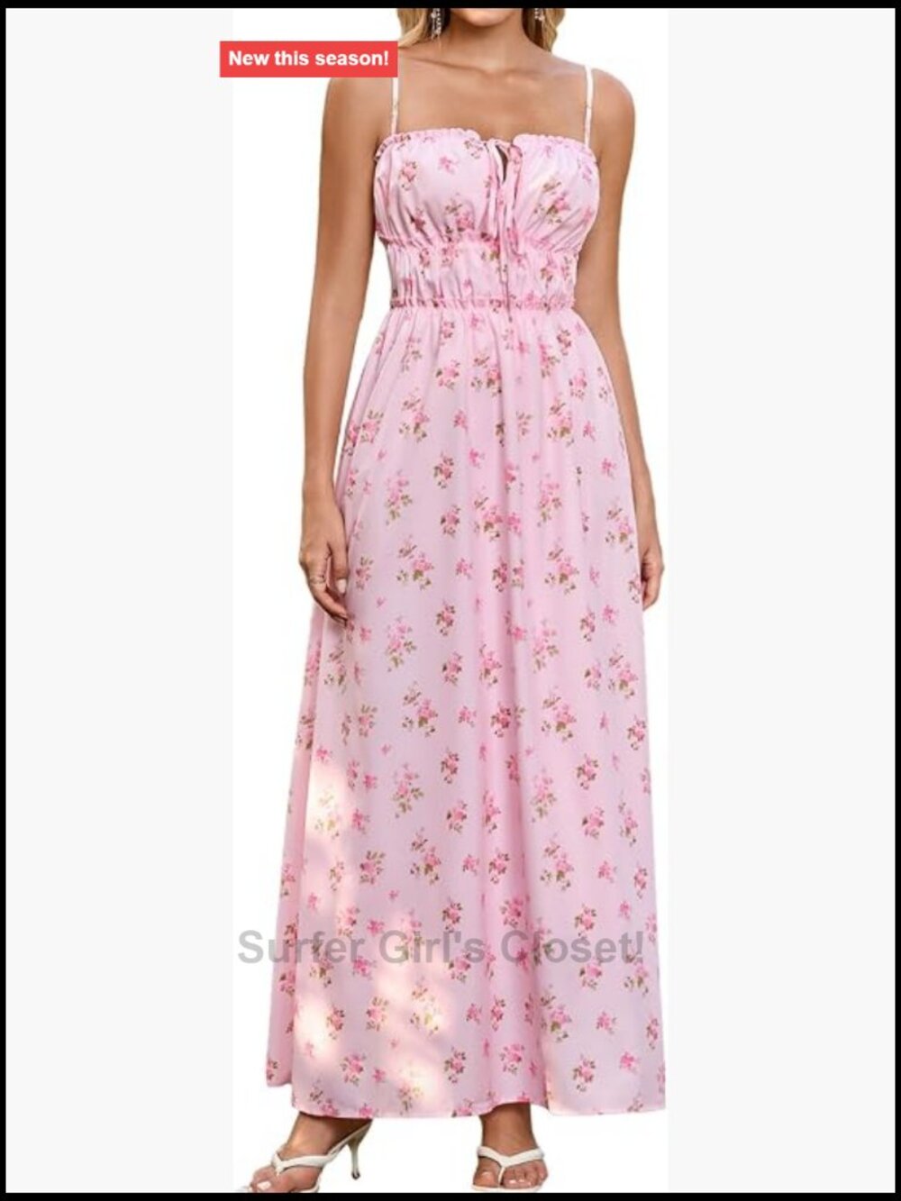 Spaghetti Strap Floral Maxi Dress Ruched A-Line Summer Wedding Guest Beach